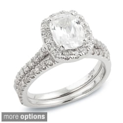 14k Gold 1ct TDW Cushion Diamond Halo Bridal Ring Set (H-I, SI1-SI2)