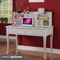Jeslyn Solid Pine White Finish Desk with Optional Hutch