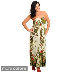 Stanzino Women's Strapless Plus Floral Maxi Dress