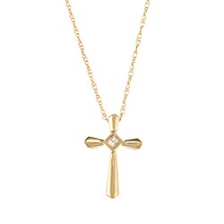 14k Yellow Gold Diamond Cross Pendant