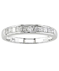 Miadora 14k White Gold 1/2ct TDW Princess Diamond Wedding Band