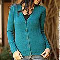 Women's Alpaca Wool 'Turquoise Sea' Cardigan Sweater (Peru)
