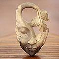 Handcrafted Hibiscus Wood 'Shy Maiden' Mask (Indonesia)
