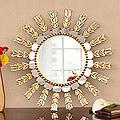Mohena Wood Glass 'Sun Medallion' Mirror (Peru)