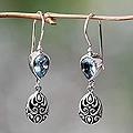 Sterling Silver 'Lotus Bud' Blue Topaz Earrings (Indonesia)