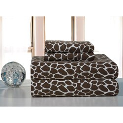 Chocolate Giraffe Flannel Sheet Set