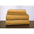 Pointehaven Giraffe Print Flannel Sheet Set