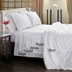 Scallop Embroidery 300 Thread Count Cotton Percale Sheet Set