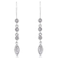 14k White Gold Diamond Leaf Dangle Earrings
