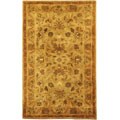 Handmade Antique Kasadan Olive Green Wool Rug (2' x 3')
