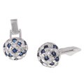 Icz Stonez Sterling Silver Blue and White CZ Round Cuff Links