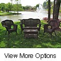 Four-piece PVC Wicker/ Steel Outdoor Settee Group