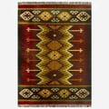 Hand-woven Kilim Burgundy Jute/ Wool Rug (8' x 10')