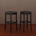 Kari Dark Brown Leather Bar Stools (Set of 2)