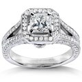 14k White Gold 1-1/3ct TDW Princess Cut Diamond Halo Wedding Ring