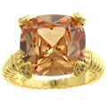Kate Bissett Goldtone Champagne Cushion-cut CZ Ring