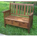 3-drawer Acacia Bench with Arms