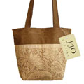 JoJo Camel and Chocolate Paisley Microsuede Handbag