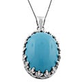 Fremada Sterling Silver Turquoise Oval Necklace