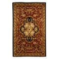 Handmade Classic Royal Red/ Black Wool Rug (3' x 5')