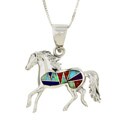 Sterling Silver Multi-stone Horse Necklace