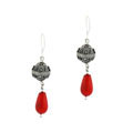 Glitzy Rocks Sterling Silver Genuine Coral Teardrop Earrings