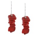 Glitzy Rocks Sterling Silver Sea Bamboo Coral Dangle Earrings