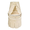 White Elegance Round Bassinet with Ecru Waffle Bedding