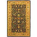 Handmade Mahal Black/ Beige Wool Rug (4' x 6')