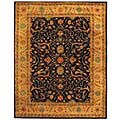 Handmade Mahal Black/ Beige Wool Rug (9'6 x 13'6)