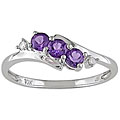Miadora 10k White Gold Amethyst and Diamond Accent Ring