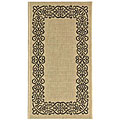 Indoor/ Outdoor Ocean Sand/ Black Rug (2'7 x 5')