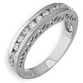 Simon Frank 14k White Gold Overlay Stackable Cubic Zirconia Gallery Band