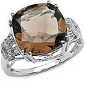 Malaika Sterling Silver Smokey Quartz and Diamond Ring