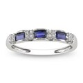 Miadora 10k White Gold Sapphire and 1/10ct TDW Diamond Ring (H-I, I1-I2)