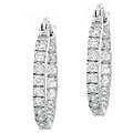 Icz Stonez Sterling Silver Small CZ Inside-out Hoop Earrings