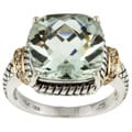 Meredith Leigh 14k Gold and Silver Green Amethyst and Diamond Accent Ring