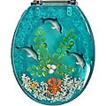 Decorative Polyresin Toilet Seat with Dolphins and Lobster