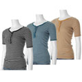 Belle du Jour Junior's Striped 6-button Henley Top