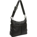 OiOi Black Leather Pocketed Hobo Diaper Bag