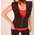 Yogacara Women's Black Sporty Ruffled Vest