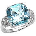 Malaika Sterling Silver Blue Topaz and Diamond Accent Ring