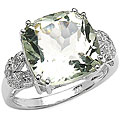 Malaika Sterling Silver Green Amethyst and Diamond Accent Ring
