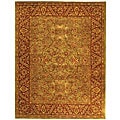 Handmade Taj Mahal Green/ Rust Wool Rug (8'3 x 11')