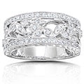 14k Gold 1/4ct TDW Diamond Vintage Floral Ring with Satin and Velvet Gift Box