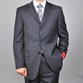 Mantoni Men's Solid Black 3-button Suit