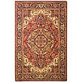 Handmade Classic Heriz Red/ Navy Wool Rug (9'6 x 13'6)