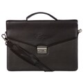 Abbyson Black Lockable Leather Travel Briefcase