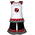 AnnLoren Girls Lady Bug 2-piece Capri Outfit