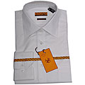 Enzo Tovare Men's Solid White Barrel-cuffed Dress Shirt
